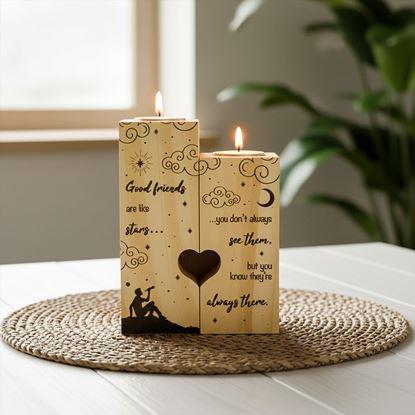 Kép Páros fa mécsestartók teamécseshez, 2 darab