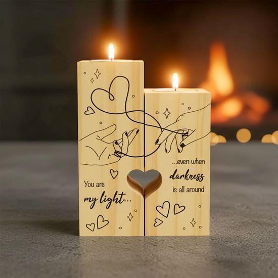 Kép valamiből Páros fa mécsestartók teamécseshez, 2 darab - szív