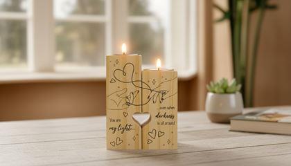 Kép valamiből Páros fa mécsestartók teamécseshez, 2 darab - szív