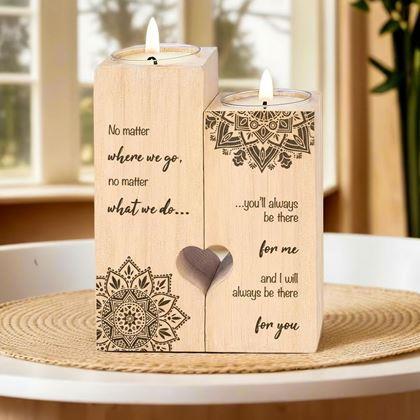 Kép valamiből Páros fa mécsestartók teamécseshez, 2 darab - mandala