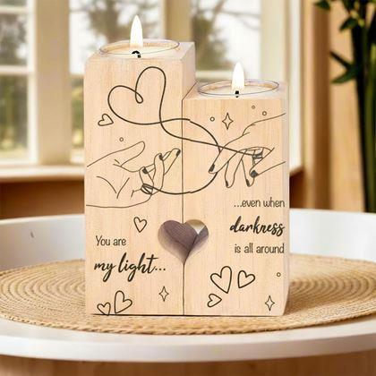 Kép valamiből Páros fa mécsestartók teamécseshez, 2 darab - szív