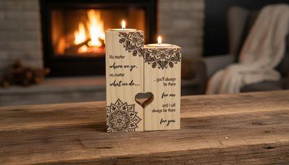 Kép valamiből Páros fa mécsestartók teamécseshez, 2 darab - mandala