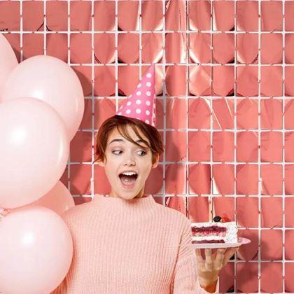 Kép valamiből Parti függöny téglalapokkal - rózsaszín-arany