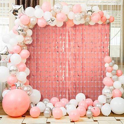 Kép valamiből Parti függöny téglalapokkal - rózsaszín-arany