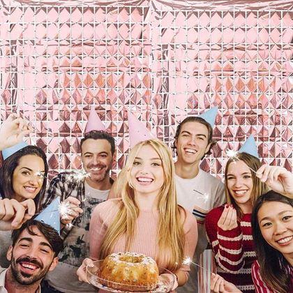 Kép valamiből Parti függöny téglalapokkal - rózsaszín-arany