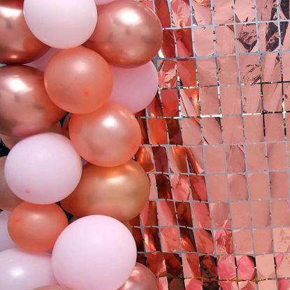 Kép Parti függöny téglalapokkal - rózsaszín-arany