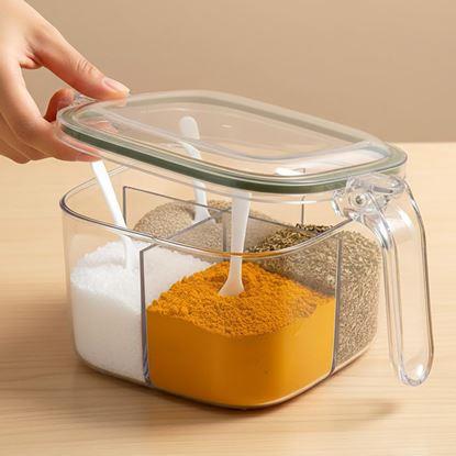 Kép Osztott tárolódoboz fogantyúval – 4 rekesz, 4 kanál