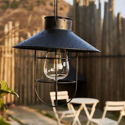 Kép Napelemes retro függőlámpa kertbe