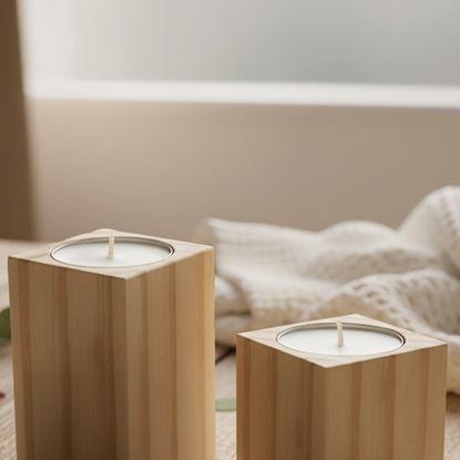 Kép Páros fa mécsestartók teamécseshez, 2 darab