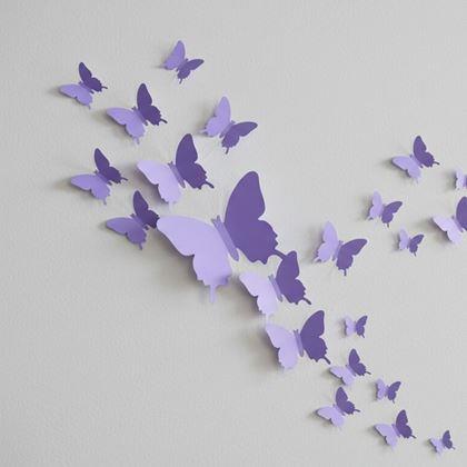 Kép valamiből 3D pillangók a falra - lila