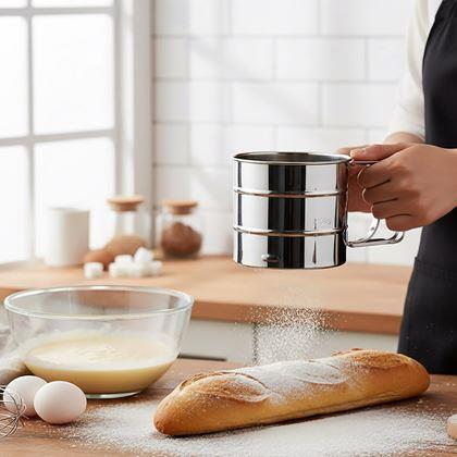 Kép valamiből Rozsdamentes acél konyhai szűrő mérőpohárral