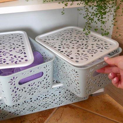 Kép valamiből Kis tárolódoboz tetővel  -  kék