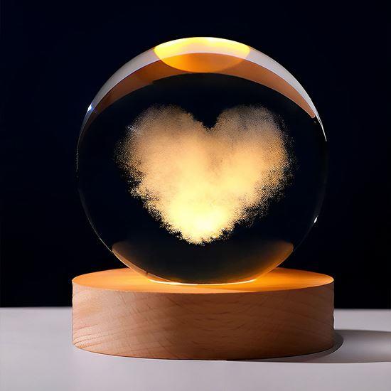Kép valamiből LED világító üveg gömb - szív