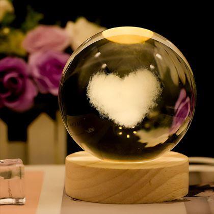 Kép valamiből LED világító üveg gömb - szív