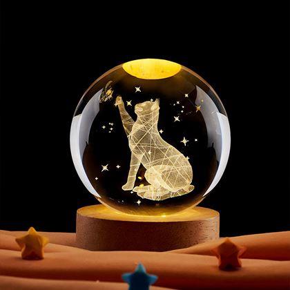 Kép valamiből LED világító üveggömb - macska