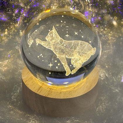 Kép valamiből LED világító üveggömb - macska