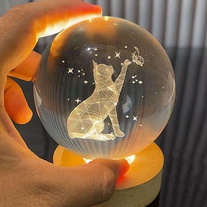 Kép valamiből LED világító üveggömb - macska