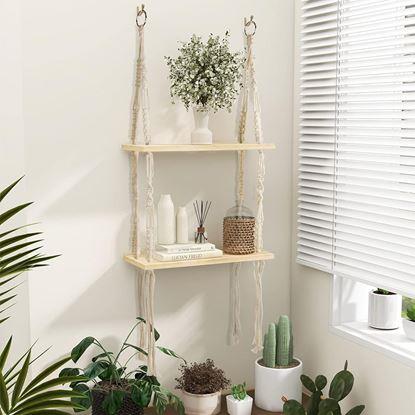 Kép Függő makramé polc, 2 szintes