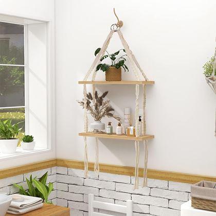 Kép valamiből Függő makramé polc, 2 szintes