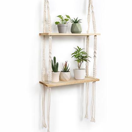 Kép valamiből Függő makramé polc, 2 szintes