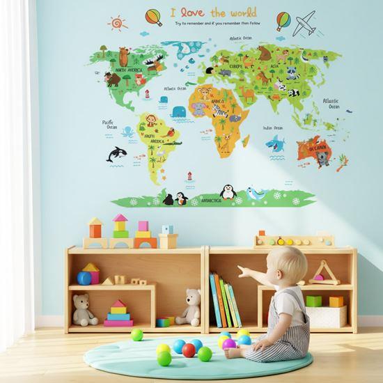 Kép valamiből Fali matrica – gyerek világtérkép