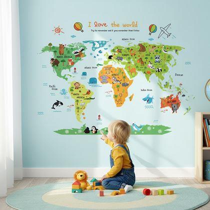 Kép valamiből Fali matrica – gyerek világtérkép