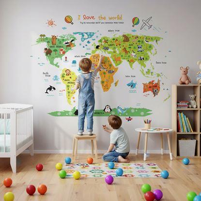 Kép Fali matrica – gyerek világtérkép