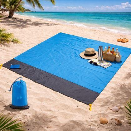 Kép valamiből Víz- és homokálló strandmatrac cövekekkel, 2x2 m, kék