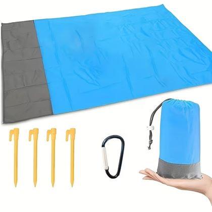 Kép valamiből Víz- és homokálló strandmatrac cövekekkel, 2x2 m, kék