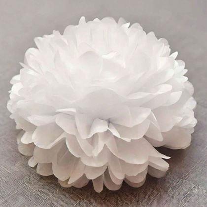 Kép valamiből Fehér papír pompom dekoráció, 20 cm, 5 db