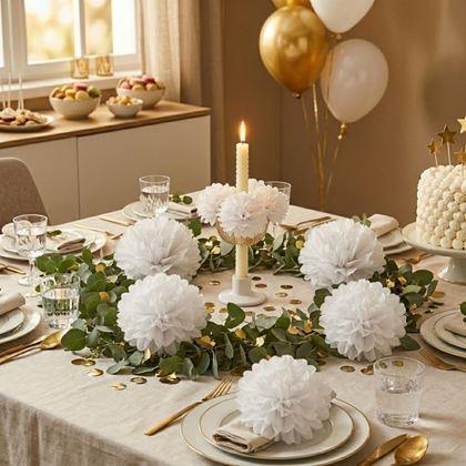 Kép valamiből Fehér papír pompom dekoráció, 20 cm, 5 db