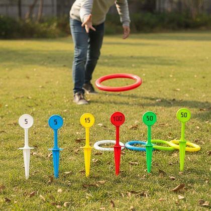 Kép valamiből Gyűrűdobó játék földbe szúrható karókkal