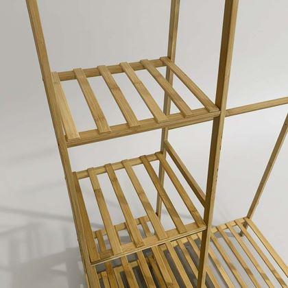 Kép valamiből Bambusz ruhatartó állvány polcokkal és akasztóval – 80 cm széles