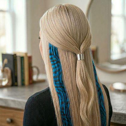 Kép valamiből Színes clip-in hajtincs, 45 cm, mosómedve farok -  kék