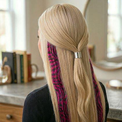 Kép valamiből Színes clip-in hajtincs, 45 cm, mosómedve farok -  rózsaszín