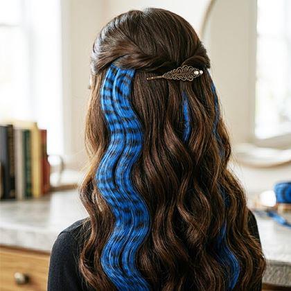 Kép valamiből Színes clip-in hajtincs, 45 cm, mosómedve farok -  kék