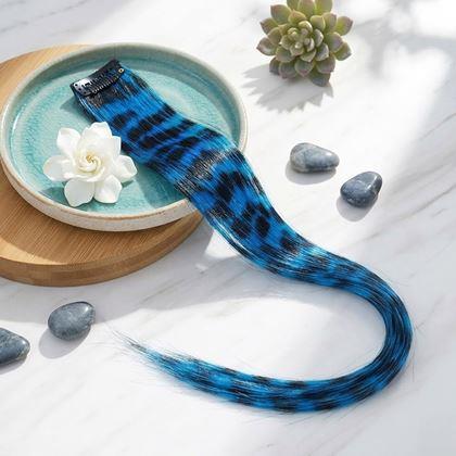 Kép valamiből Színes clip-in hajtincs, 45 cm, mosómedve farok -  kék