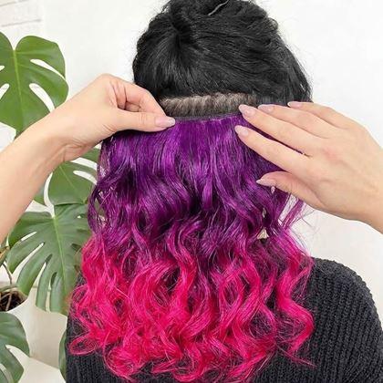 Kép valamiből Clip in sáv színes hajaláfestéshez - lila-rózsaszín