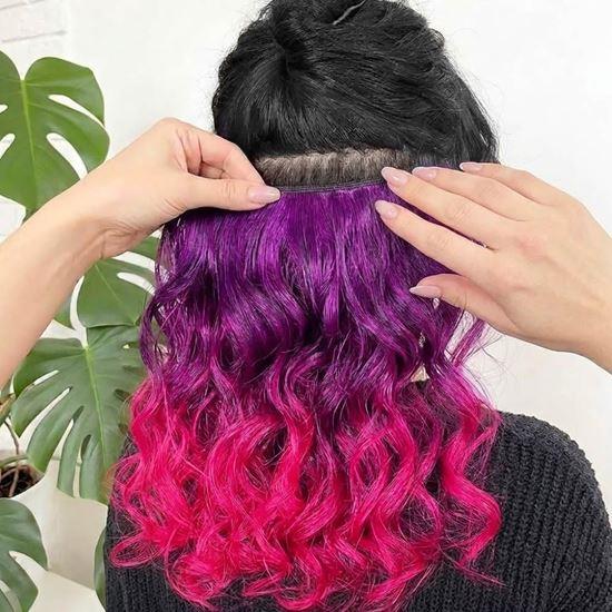 Kép valamiből Clip in sáv színes hajaláfestéshez - lila-rózsaszín