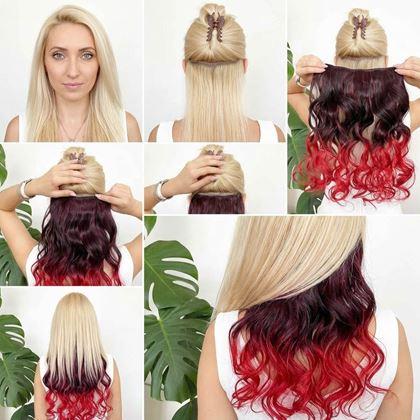 Kép valamiből Clip in sáv színes hajaláfestéshez - barna-vörös