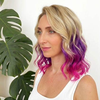 Kép valamiből Clip in sáv színes hajaláfestéshez - lila-rózsaszín