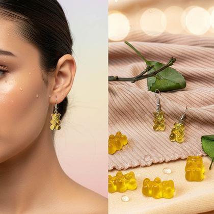 Kép valamiből Gumimaci fülbevaló  -  sárga