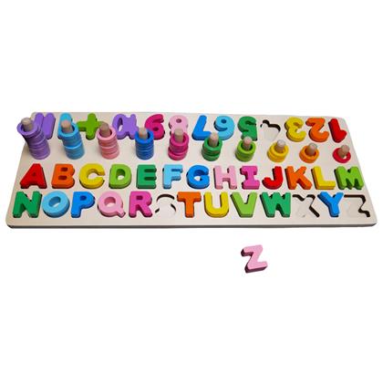 Kép valamiből Fából készült ABC és matematikai oktatójáték, kirakó