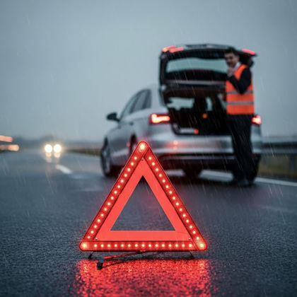 Kép valamiből LED világítással ellátott figyelmeztető háromszög
