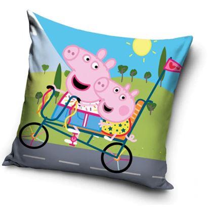 Kép Díszpárnahuzat – Peppa malac biciklizik