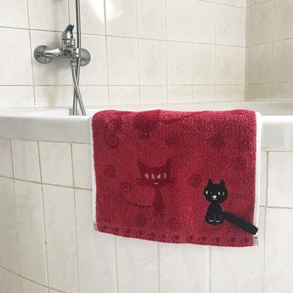Kép valamiből Cicás törölköző 50x25 cm  -  piros