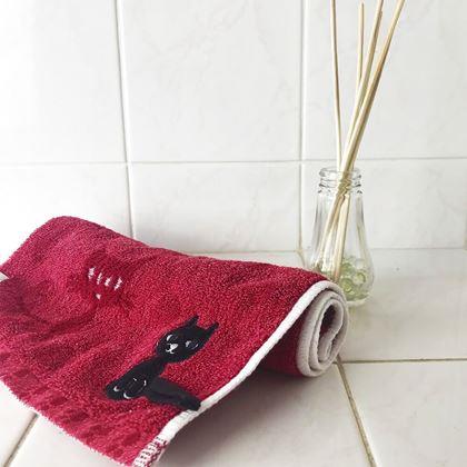 Kép valamiből Cicás törölköző 50x25 cm  -  piros