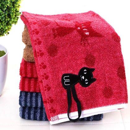 Kép valamiből Cicás törölköző 50x25 cm  -  piros