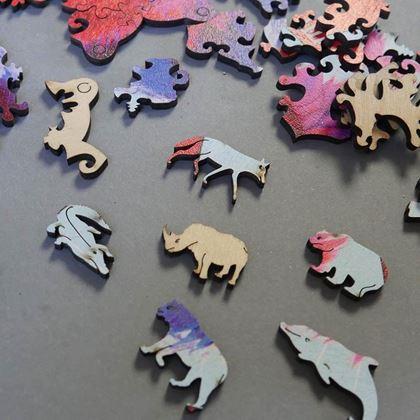 Kép valamiből Fából készült állatos puzzle - farkas