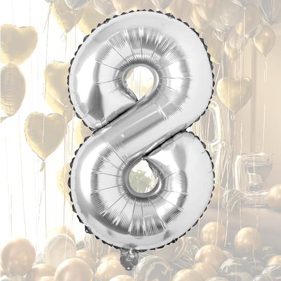 Kép valamiből Maxi léggömb 100 cm ezüst szám -  szám 8